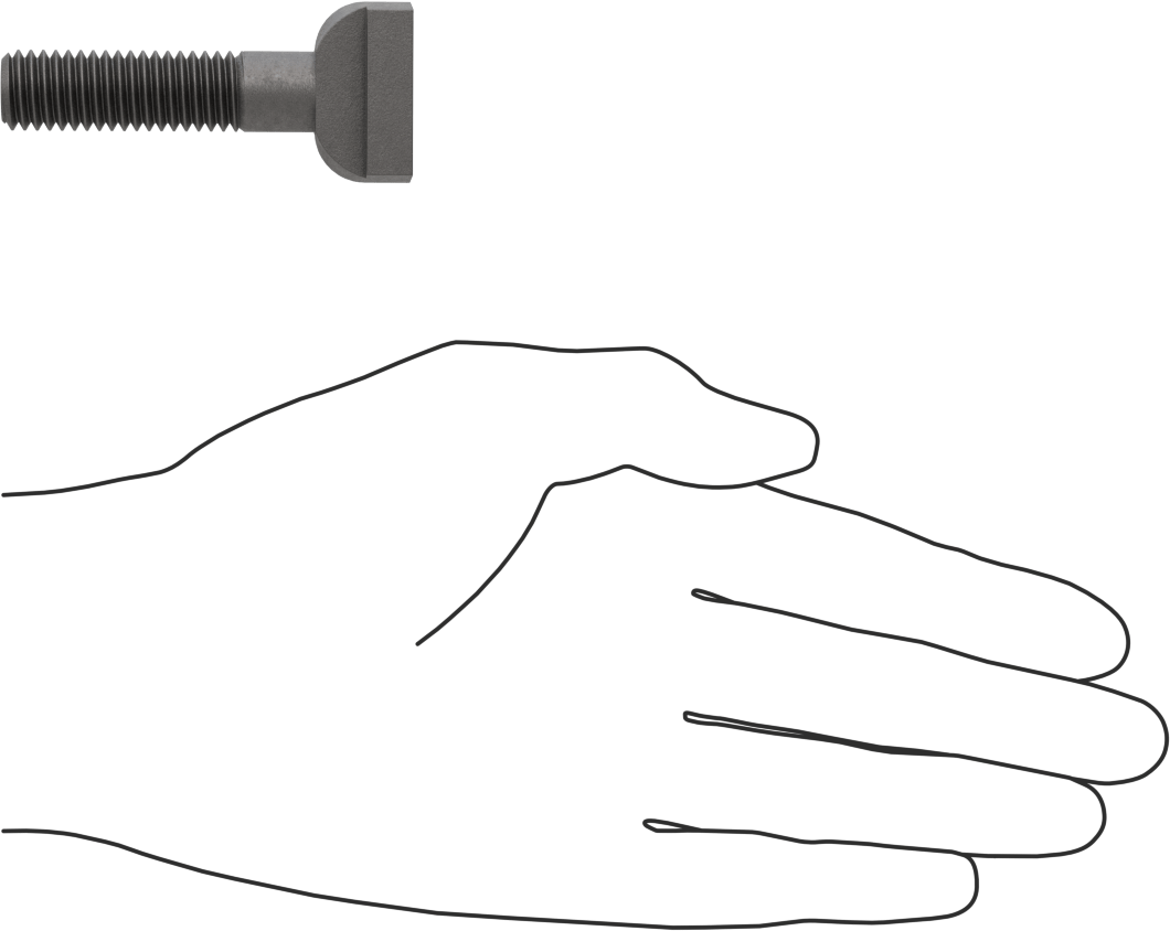 Çelik İşlenmiş Boyunlu T-Yivli Cıvata, 1/2" Geniş Yiv için, 2-1/4" Uzunluk, 1/2"-13 Diş Boyutu
