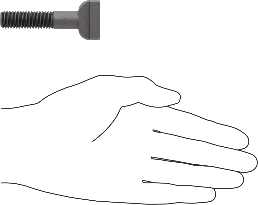 Çelik İşlenmiş Boyunlu T-Yivli Cıvata, 1/2" Geniş Yiv için, 2-1/2" Uzunluk, 1/2"-13 Diş Boyutu