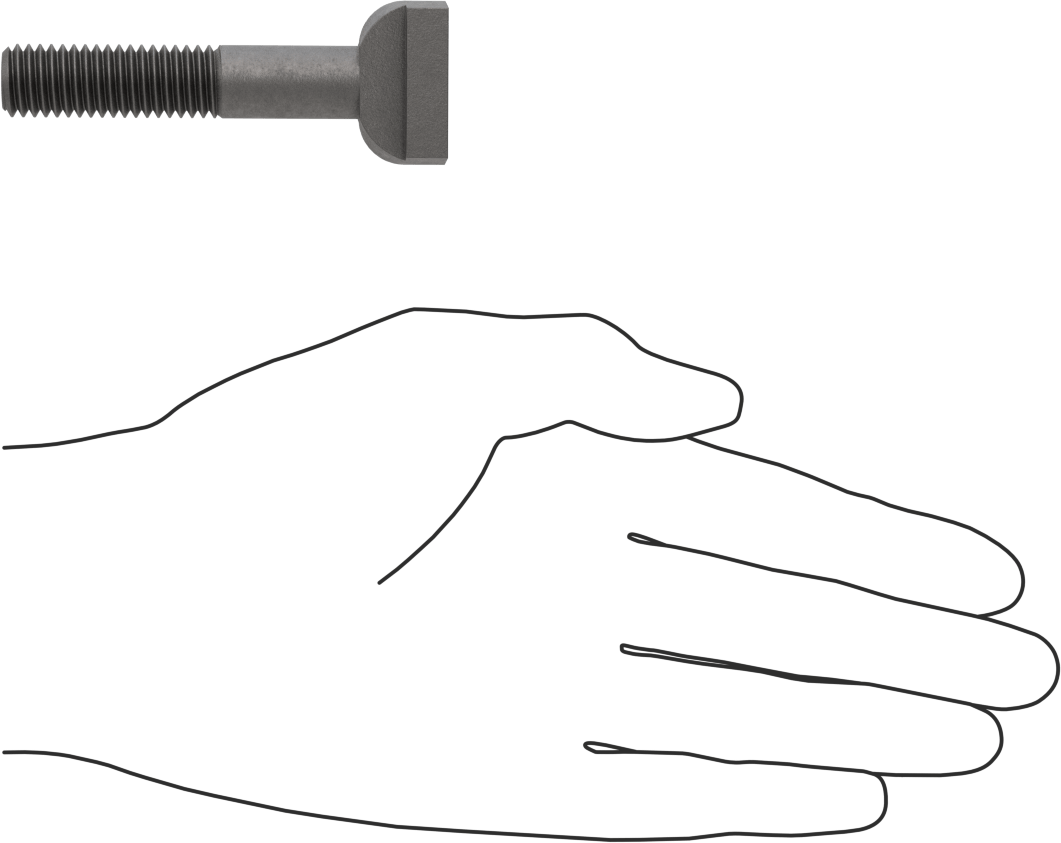 Çelik İşlenmiş Boyunlu T-Yivli Cıvata, 1/2" Geniş Yiv için, 2-3/4" Uzunluk, 1/2"-13 Diş Boyutu