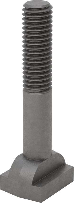 Çelik İşlenmiş Boyunlu T-Yivli Cıvata, 1/2" Geniş Yiv için, 3" Uzunluk, 1/2"-13 Diş Boyutu