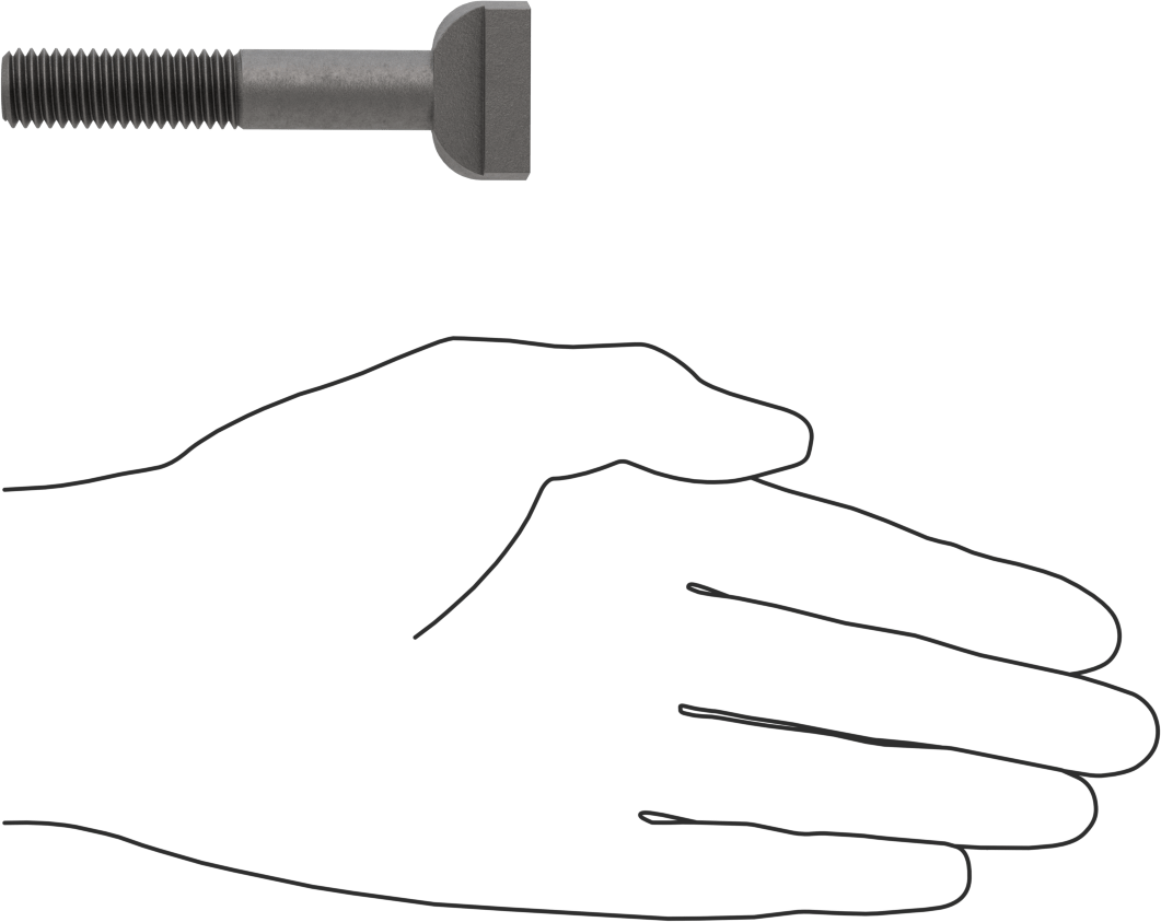 Çelik İşlenmiş Boyunlu T-Yivli Cıvata, 1/2" Geniş Yiv için, 3" Uzunluk, 1/2"-13 Diş Boyutu