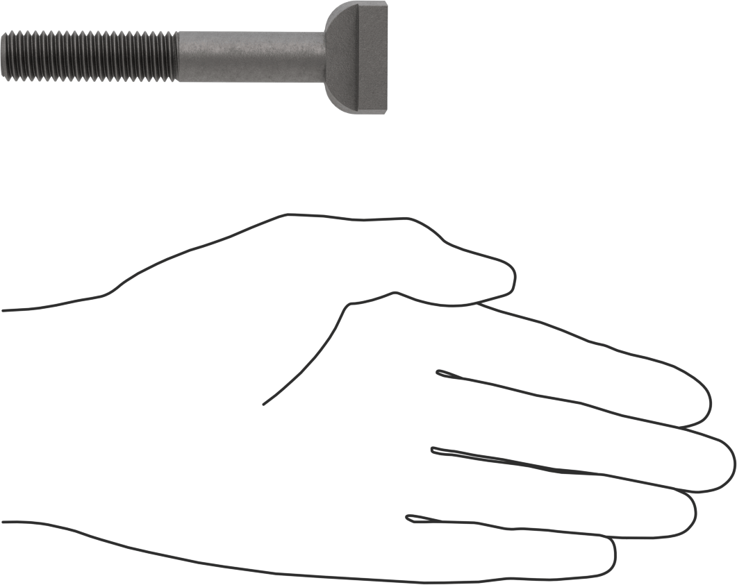 Çelik İşlenmiş Boyunlu T-Yivli Cıvata, 1/2" Geniş Yiv için, 3-1/2" Uzunluk, 1/2"-13 Diş Boyutu