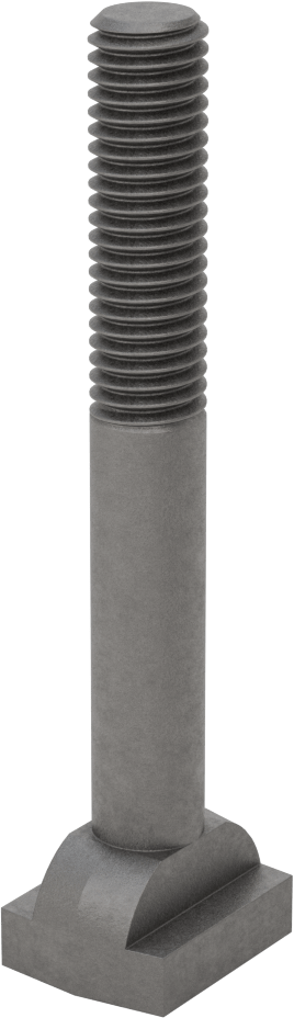 Çelik İşlenmiş Boyunlu T-Yivli Cıvata, 1/2" Geniş Yiv için, 4" Uzunluk, 1/2"-13 Diş Boyutu