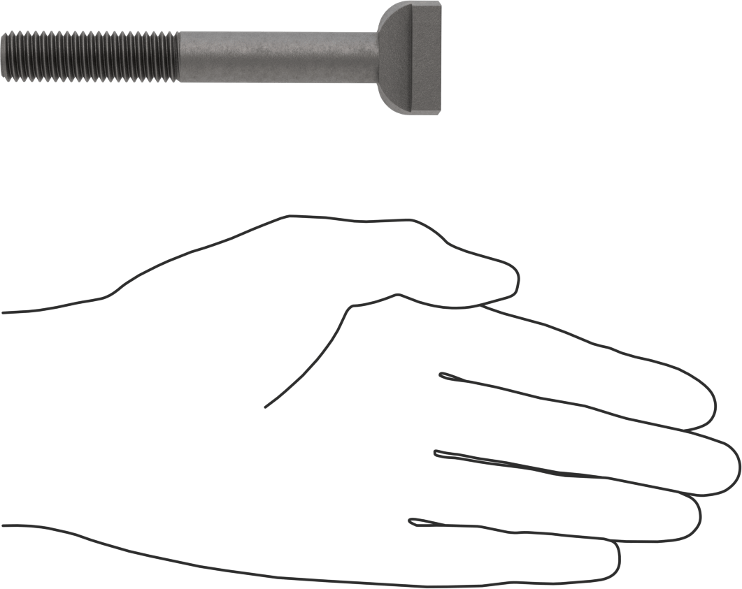 Çelik İşlenmiş Boyunlu T-Yivli Cıvata, 1/2" Geniş Yiv için, 4" Uzunluk, 1/2"-13 Diş Boyutu