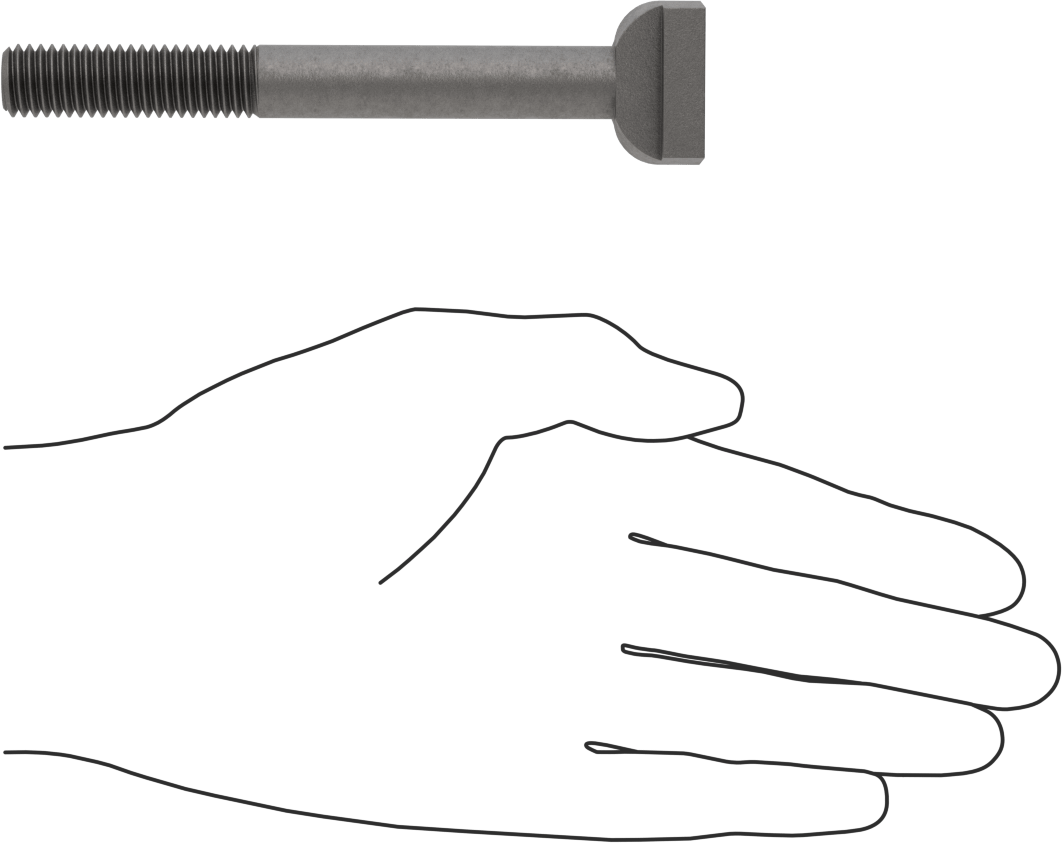 Çelik İşlenmiş Boyunlu T-Yivli Cıvata, 1/2" Geniş Yiv için, 4-1/2" Uzunluk, 1/2"-13 Diş Boyutu