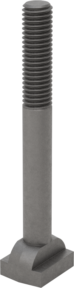 Çelik İşlenmiş Boyunlu T-Yivli Cıvata, 1/2" Geniş Yiv için, 4-1/2" Uzunluk, 1/2"-13 Diş Boyutu
