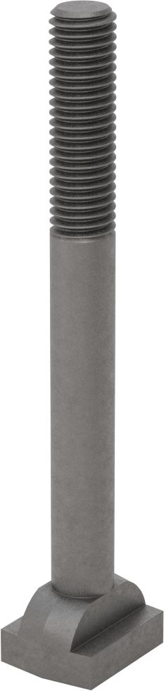 Çelik İşlenmiş Boyunlu T-Yivli Cıvata, 1/2" Geniş Yiv için, 5 inç Uzunluk, 1/2"-13 Diş Boyutu