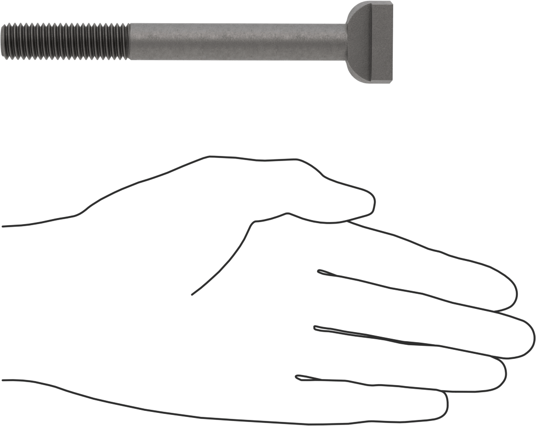 Çelik İşlenmiş Boyunlu T-Yivli Cıvata, 1/2" Geniş Yiv için, 5 inç Uzunluk, 1/2"-13 Diş Boyutu