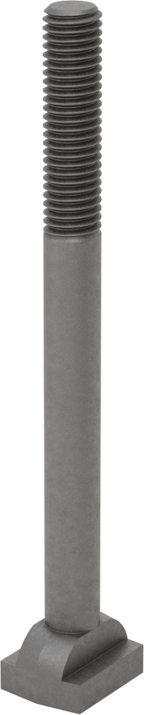 Çelik İşlenmiş Boyunlu T-Yivli Cıvata, 1/2" Geniş Yiv için, 6 inç Uzunluk, 1/2"-13 Diş Boyutu