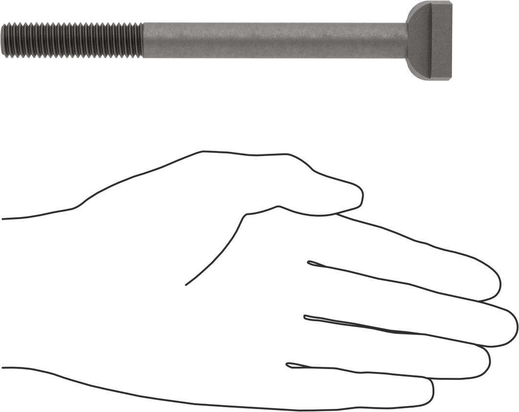 Çelik İşlenmiş Boyunlu T-Yivli Cıvata, 1/2" Geniş Yiv için, 6 inç Uzunluk, 1/2"-13 Diş Boyutu