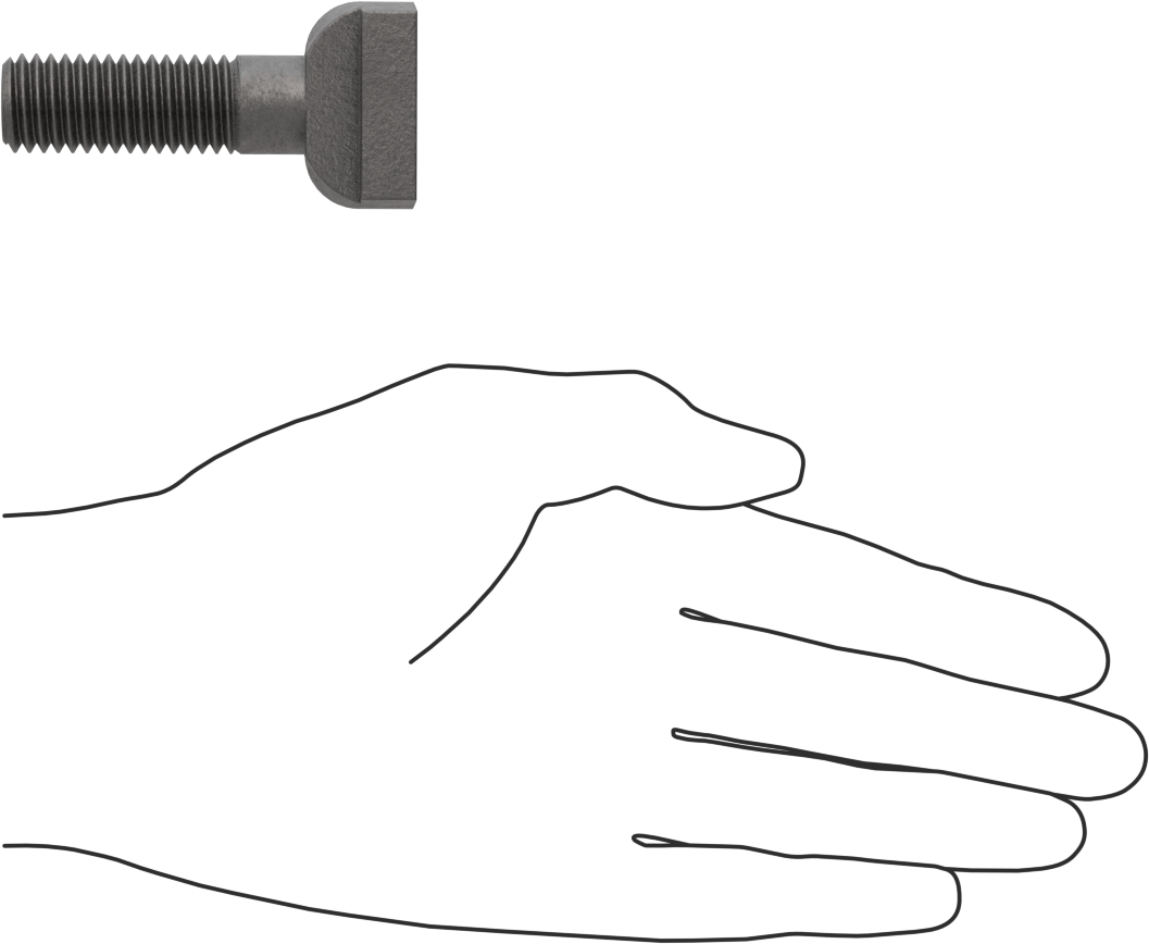 Çelik İşlenmiş Boyunlu T-Yivli Cıvata, 5/8" Geniş Yuva için, 2-1/4" Uzunluk, 5/8"-11 Diş Boyutu