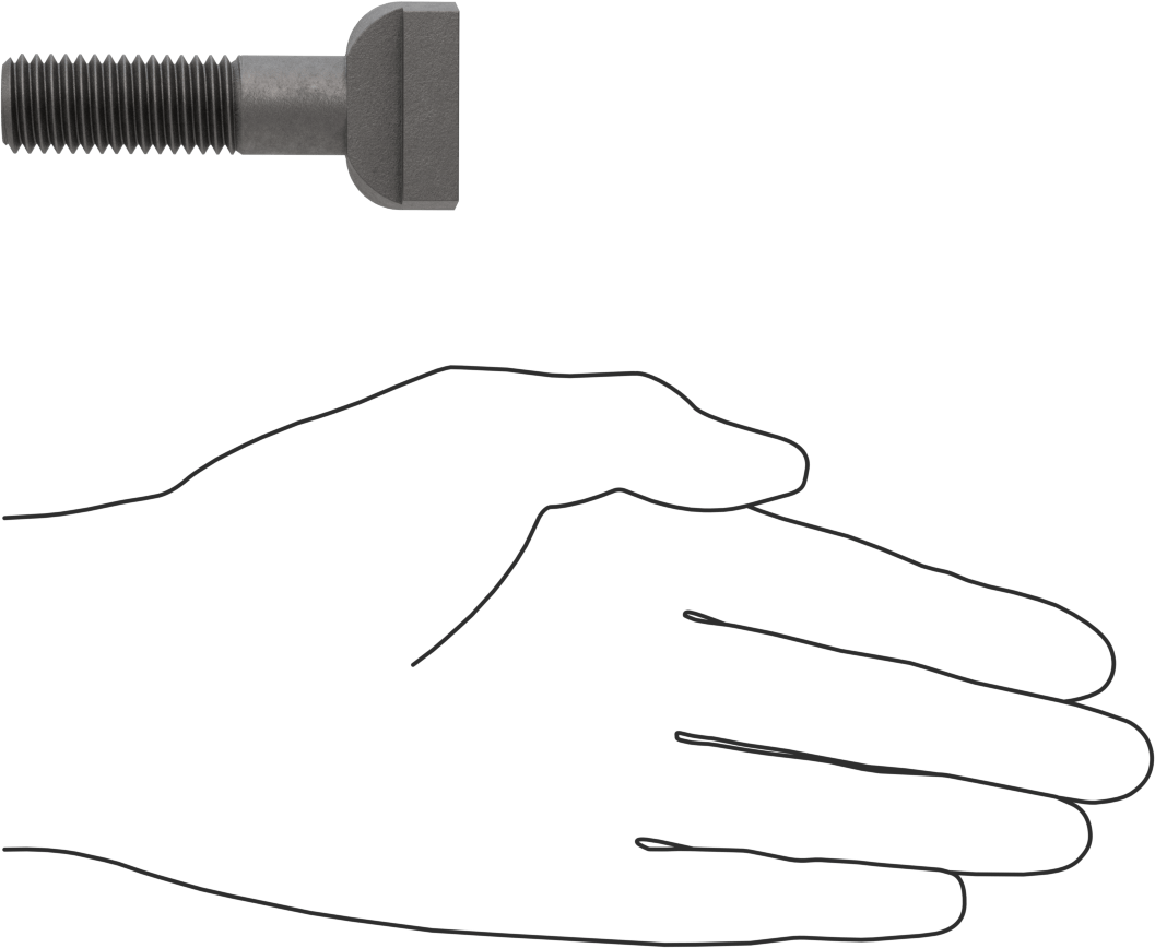 Çelik İşlenmiş Boyunlu T-Yivli Cıvata, 5/8" Geniş Yuva için, 2-1/2" Uzunluk, 5/8"-11 Diş Boyutu