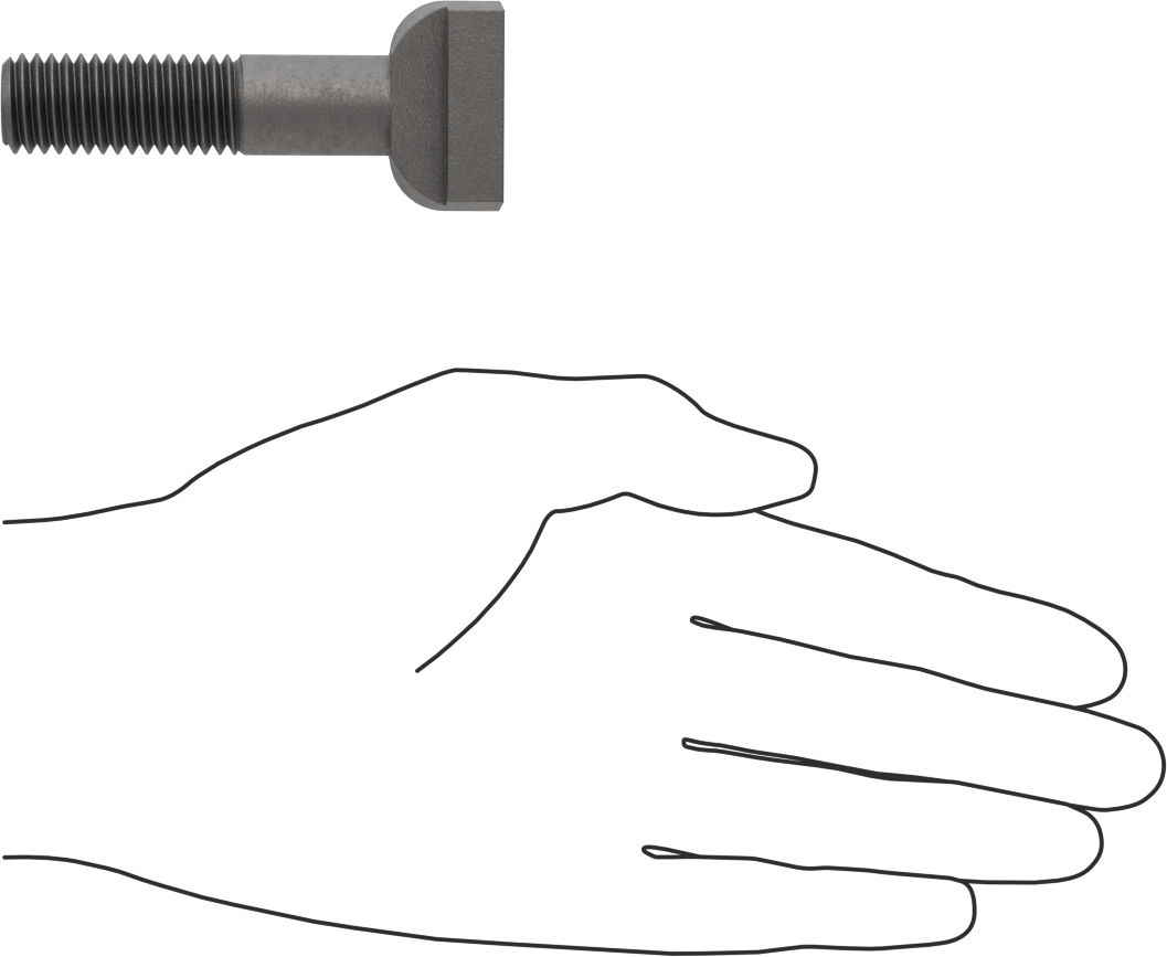 Çelik İşlenmiş Boyunlu T-Yivli Cıvata, 5/8" Geniş Yuva için, 2-3/4" Uzunluk, 5/8"-11 Diş Boyutu