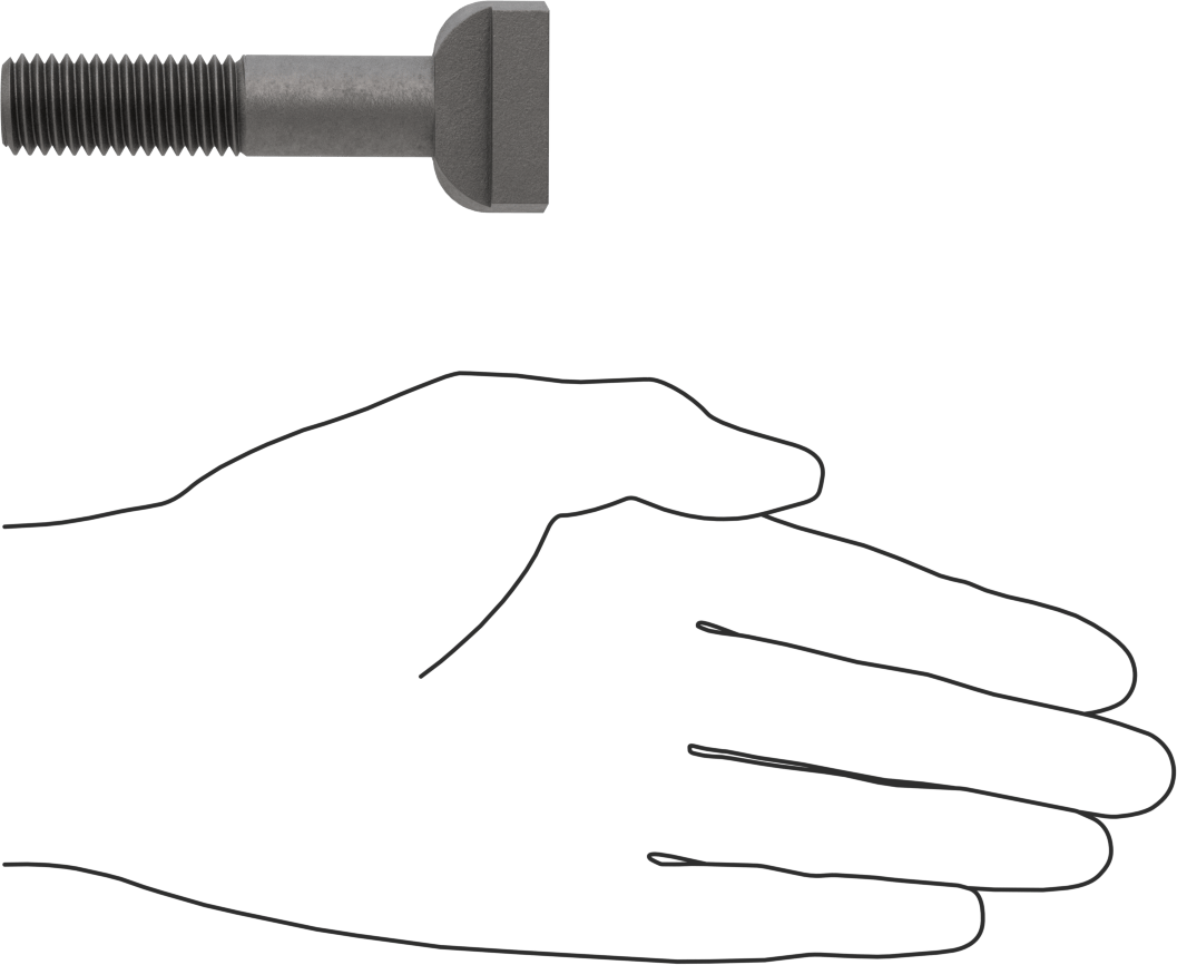 Çelik İşlenmiş Boyunlu T-Yivli Cıvata, 5/8" Geniş Yuva için, 3" Uzunluk, 5/8"-11 Diş Boyutu