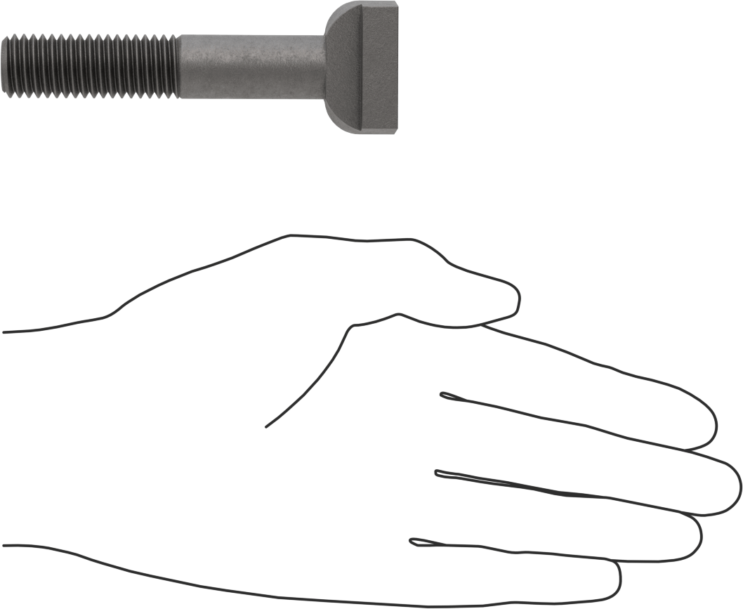 Çelik İşlenmiş Boyunlu T-Yivli Cıvata, 5/8" Geniş Yuva için, 3-1/2" Uzunluk, 5/8"-11 Diş Boyutu