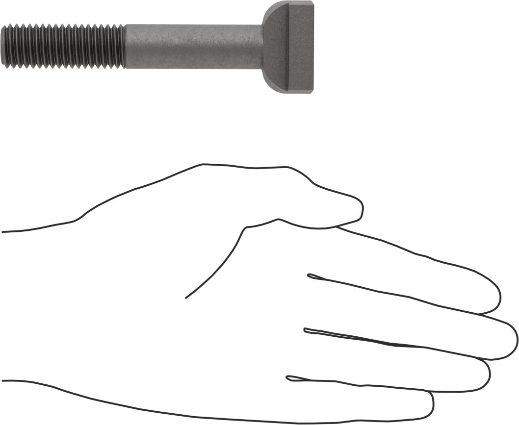 Çelik İşlenmiş Boyunlu T-Yivli Cıvata, 5/8" Geniş Yuva için, 4" Uzunluk, 5/8"-11 Diş Boyutu