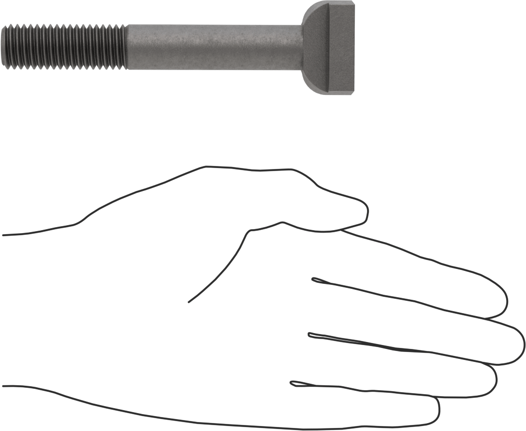 Çelik İşlenmiş Boyunlu T-Yivli Cıvata, 5/8" Geniş Yuva için, 4-1/2" Uzunluk, 5/8"-11 Diş Boyutu