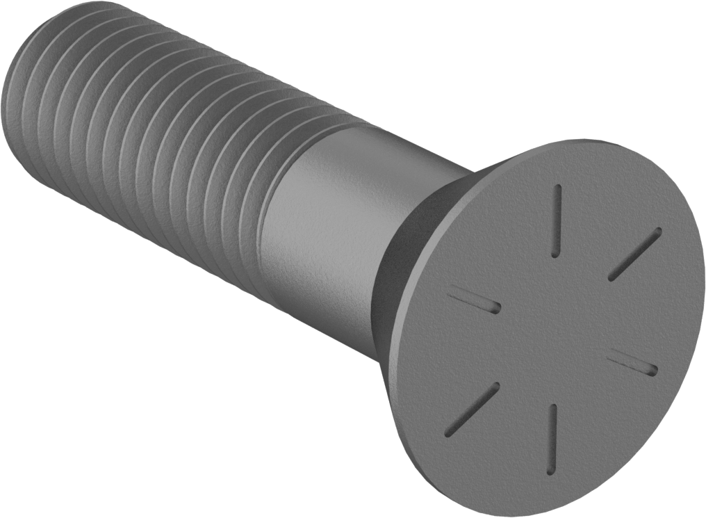 Anahtar Kilitli Boyunlu Düz Başlı Çekici Cıvata, 5/8"-11 Diş Boyutu, 2-1/2" Uzunluk