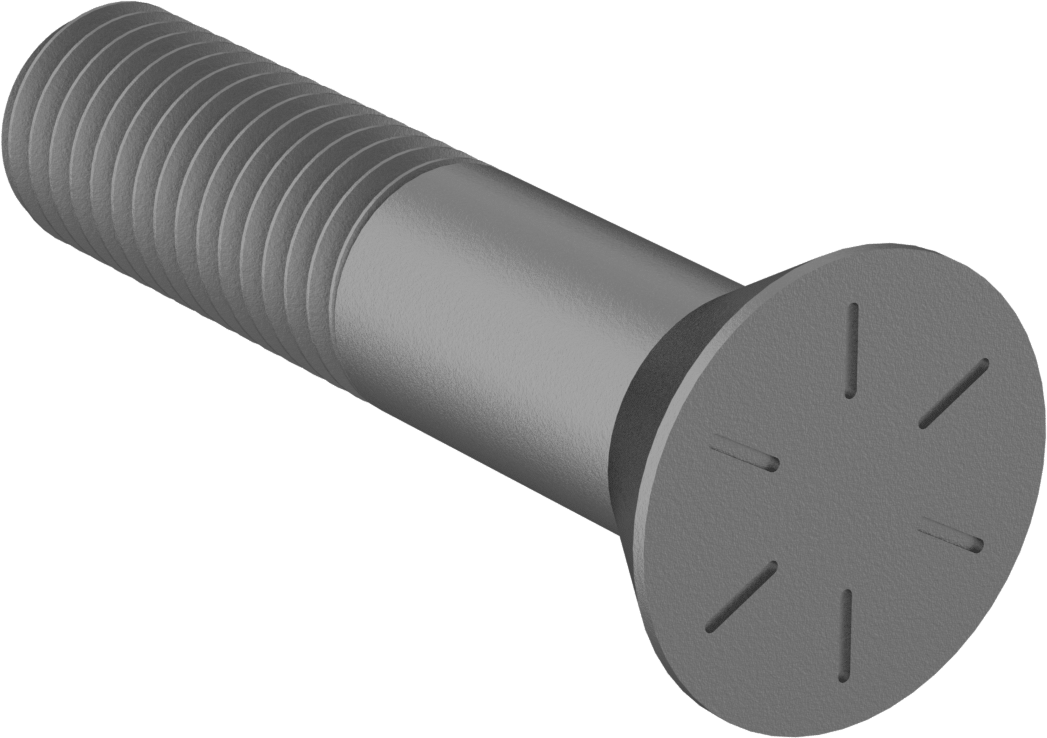 Anahtar Kilitli Boyunlu Düz Başlı Çekici Cıvata, 5/8"-11 Diş Boyutu, 3" Uzunluk
