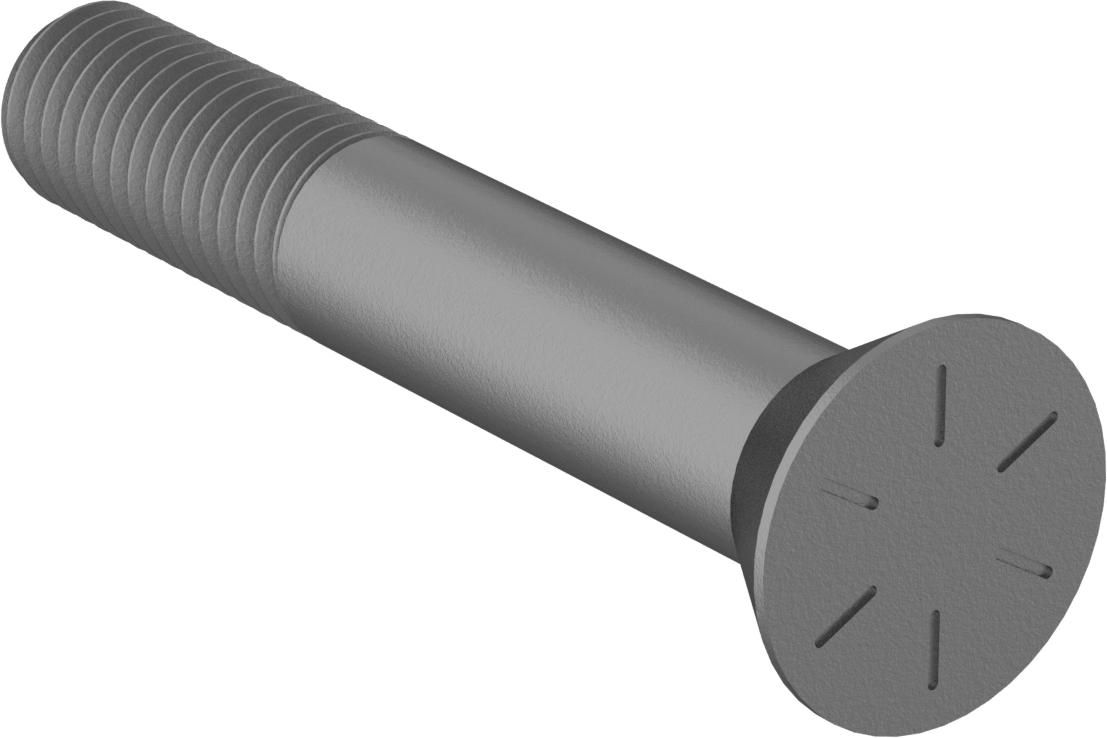 Anahtar Kilitli Boyunlu Düz Başlı Çekici Cıvata, 5/8"-11 Diş Boyutu, 4" Uzunluk