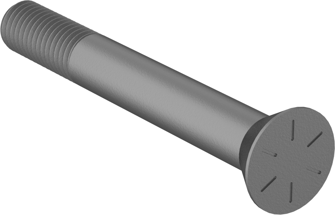 Anahtar Kilitli Boyunlu Düz Başlı Çekici Cıvata, 5/8"-11 Diş Boyutu, 5 inç Uzunluk