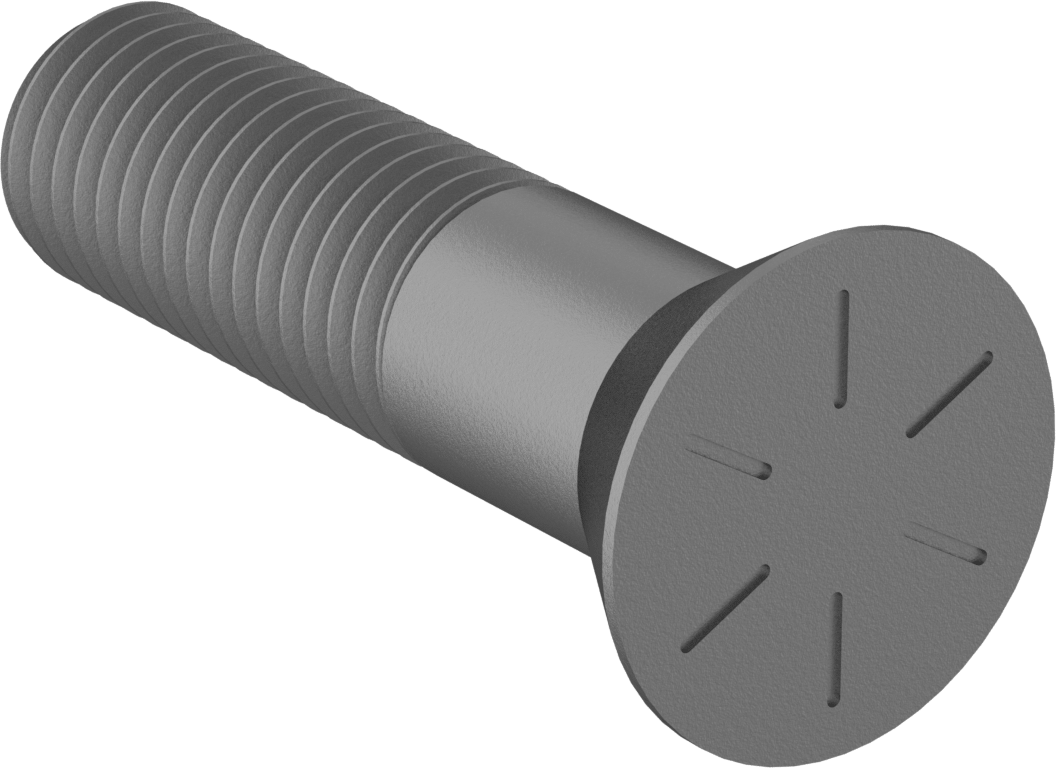 Anahtar Kilitli Boyunlu Düz Başlı Çekici Cıvata, 3/4"-10 Diş Boyutu, 3" Uzunluk