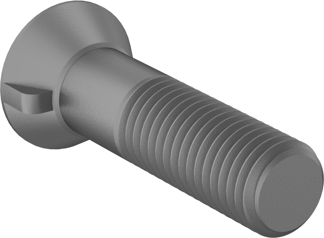 Anahtar Kilitli Boyunlu Düz Başlı Çekici Cıvata, 3/4"-10 Diş Boyutu, 3" Uzunluk