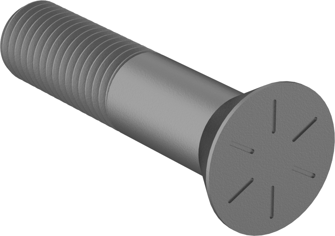 Anahtar Kilitli Boyunlu Düz Başlı Çekici Cıvata, 3/4"-10 Diş Boyutu, 3-1/2" Uzunluk