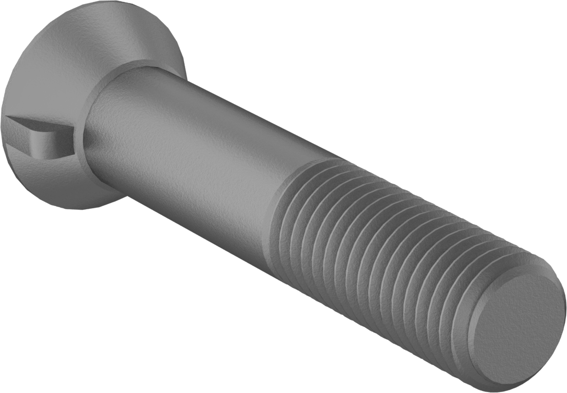 Anahtar Kilitli Boyunlu Düz Başlı Çekici Cıvata, 3/4"-10 Diş Boyutu, 4" Uzunluk