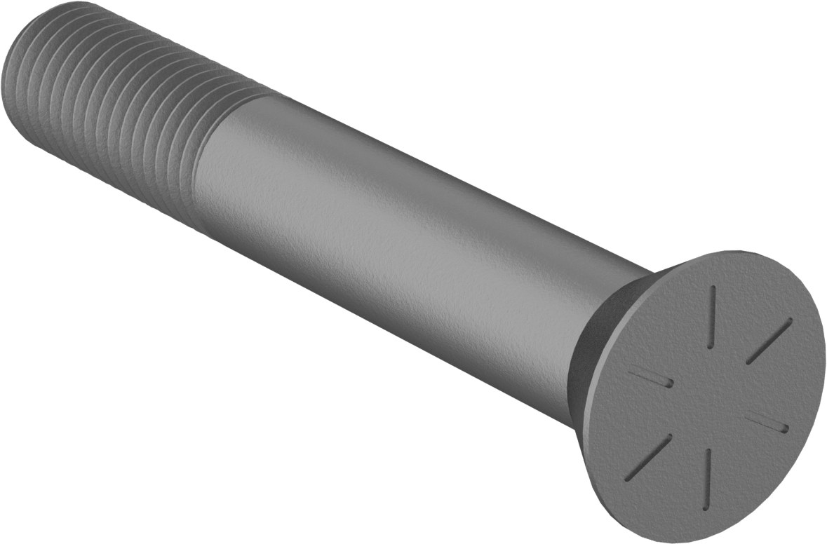 Anahtar Kilitli Boyunlu Düz Başlı Çekici Cıvata, 3/4"-10 Diş Boyutu, 5 inç Uzunluk