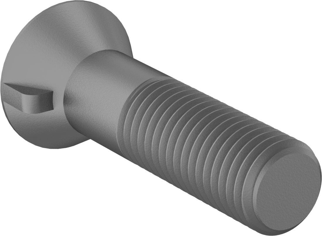 Anahtar Kilitli Boyunlu Düz Başlı Çekici Cıvata, 7/8"-9 Diş Boyutu, 3-1/2" Uzunluk