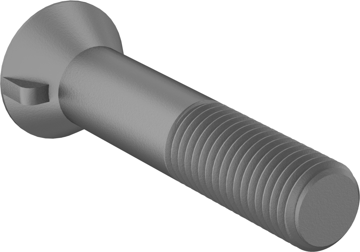 Anahtar Kilitli Boyunlu Düz Başlı Çekici Cıvata, 7/8"-9 Diş Boyutu, 4-1/2" Uzunluk
