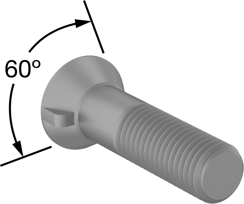 Anahtar Kilitli Boyunlu Düz Başlı Çekici Cıvata, 3/4"-10 Diş Boyutu, 4" Uzunluk