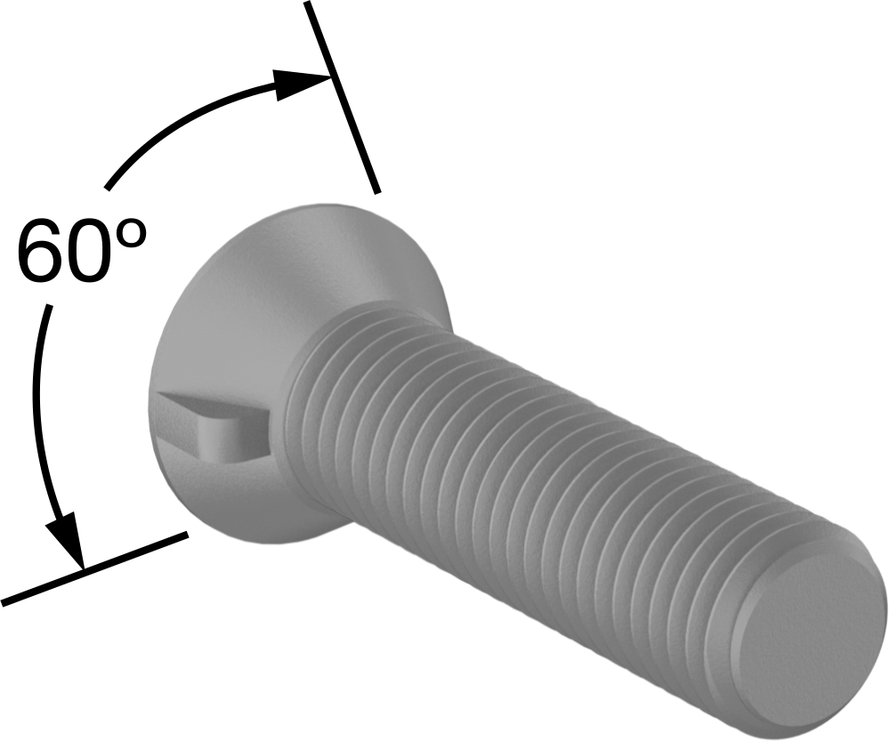Anahtar Kilitli Boyunlu Düz Başlı Çekici Cıvata, 5/8"-11 Diş Boyutu, 2" Uzunluk