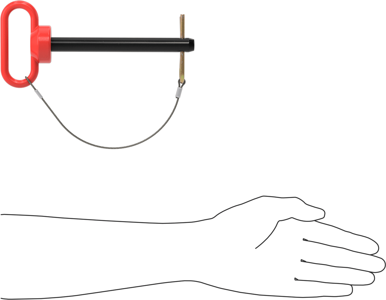 Bağlı Döngü Tutucu Çatal Pimi, 1004-1045 Karbon Çelik, 5/8" Çap, 5-1/2" Kullanılabilir Uzunluk