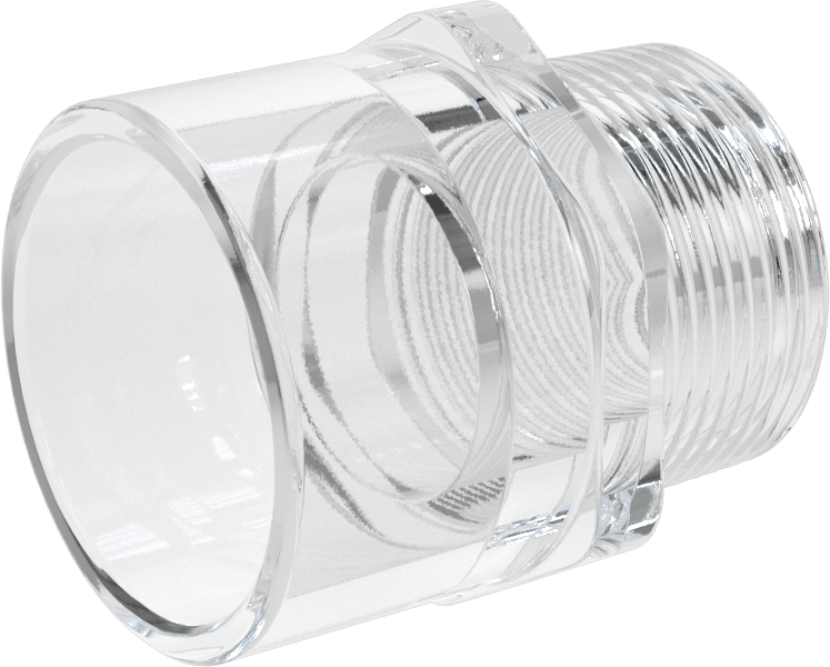 Şeffaf Görüşlü Standart Cidarlı PVC Plastik Boru Bağlantı Parçası, Düz Adaptör, 1-1/4 Dişi Soket Bağlantısı x Erkek NPT