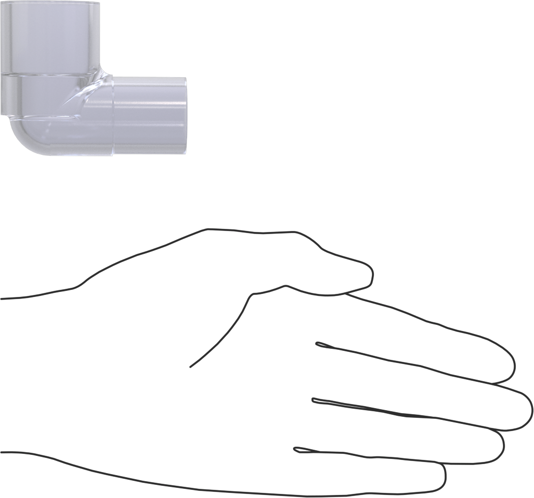Şeffaf Görüşlü Standart Cidarlı PVC Plastik Boru Bağlantı Parçası, Su için, 90 Derece Dirsek, 3/4 Soket Bağlantısı Erkek x Dişi
