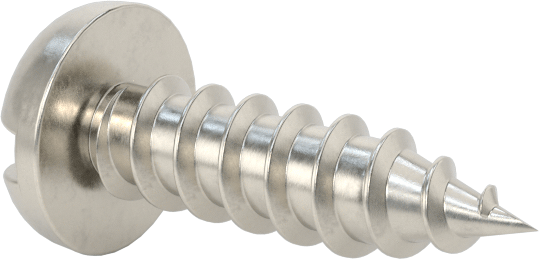 Sac Metal için Yivli Yuvarlak Başlı Vidalar, 18-8 Paslanmaz Çelik, Numara 6 Boyut, 1/2" Uzunluk