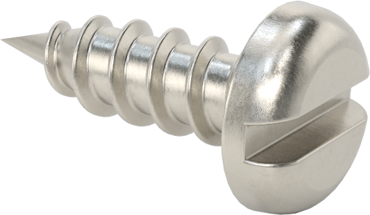 Sac Metal için Yivli Yuvarlak Başlı Vidalar, 18-8 Paslanmaz Çelik, 10 Numaralı Boyut, 5/8" Uzunluk