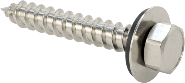 Titreşim Sönümleyici Altıgen Başlı Vida, Sac Metal için, 18-8 Paslanmaz Çelik, 14 Numaralı Boyut, 1-1/2" Uzunluk