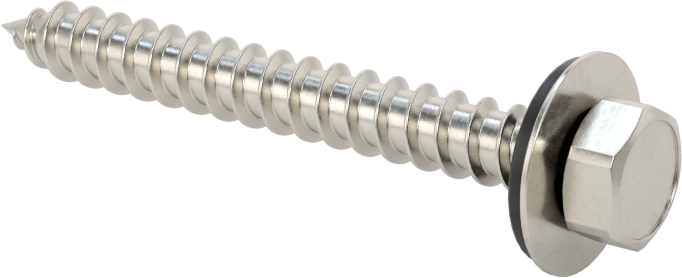 Titreşim Sönümleyici Altıgen Başlı Vida, Sac Metal için, 18-8 Paslanmaz Çelik, 14 Numaralı Boyut, 2" Uzunluk