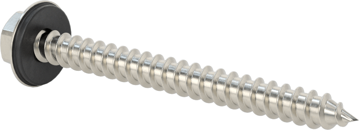 Titreşim Sönümleyici Altıgen Başlı Vida, Sac Metal için, 18-8 Paslanmaz Çelik, 14 Numaralı Boyut, 2-1/2" Uzunluk