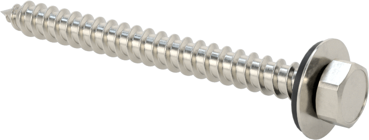 Titreşim Sönümleyici Altıgen Başlı Vida, Sac Metal için, 18-8 Paslanmaz Çelik, 14 Numaralı Boyut, 2-1/2" Uzunluk