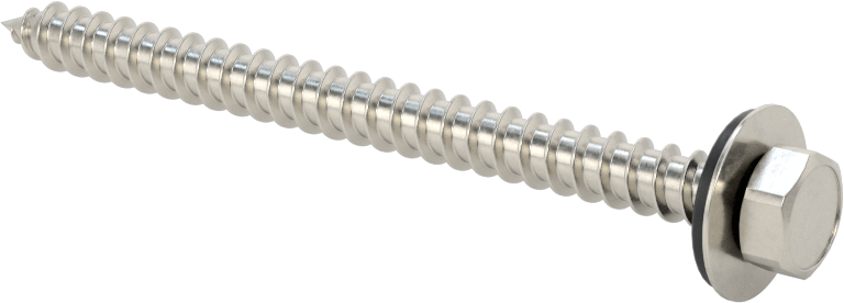 Titreşim Sönümleyici Altıgen Başlı Vida, Sac Metal için, 18-8 Paslanmaz Çelik, 14 Numaralı Boyut, 3" Uzunluk