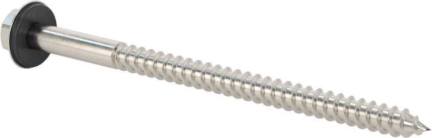 Titreşim Sönümleyici Altıgen Başlı Vida, Sac Metal için, 18-8 Paslanmaz Çelik, 14 Numaralı Boyut, 4" Uzunluk