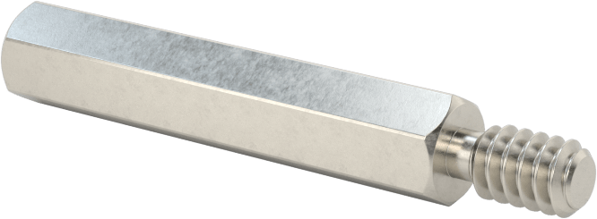 18-8 Paslanmaz Çelik Erkek-Dişi Altıgen Dişli Adaptör, 6-32 ila M2.5 x 0.45 mm Diş Boyutu