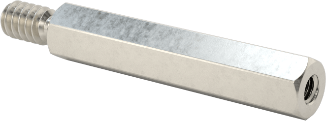18-8 Paslanmaz Çelik Erkek-Dişi Altıgen Dişli Adaptör, 6-32 ila M2.5 x 0.45 mm Diş Boyutu