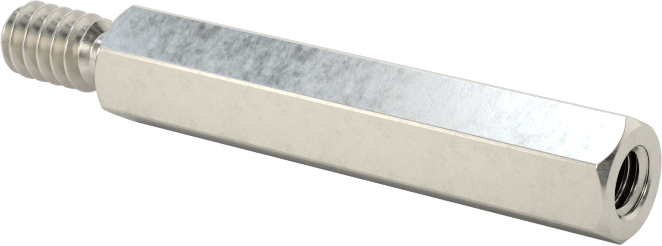 18-8 Paslanmaz Çelik Erkek-Dişi Altıgen Dişli Adaptör, 6-32 ila M3 x 0,5 mm Diş Boyutu