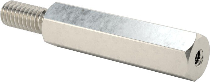 18-8 Paslanmaz Çelik Erkek-Dişi Altıgen Dişli Adaptör, 8-32 ila M2.5 x 0.45 mm Diş Boyutu