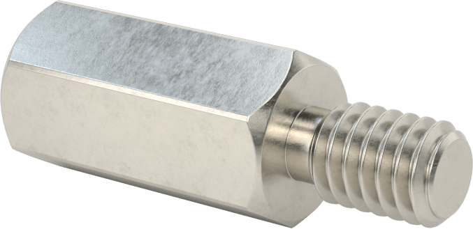 18-8 Paslanmaz Çelik Erkek-Dişi Altıgen Dişli Adaptör, 5/16"-18 ila M5 x 0,8 mm Diş Boyutu